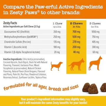 Zesty Paws Hip and Joint Supplement for Dogs – 90 Count