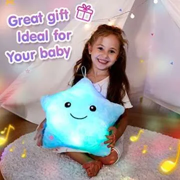 BSTAOFY 13‘’ Creative LED Musical Glow Twinkle Star Lullaby Light up Stuffed Animal Toys Soothe Kids Emotions Birthday Christmas for Toddlers Kids, Blue
