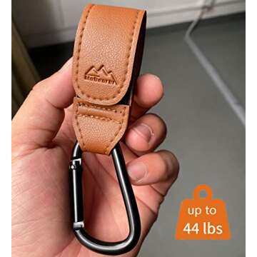 Baby Stroller Hooks: Premium Vegan Leather Bag Hooks for Shopping & Diaper Bags