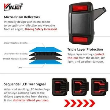 Winjet LED Sequential Tail Lights for Jeep Wrangler JL 2018-2025