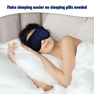 Silk Eye Mask with Adjustable Strap, Satin Blackout Sleeping Mask for Men&Women, Comfortable Blindfold Eyeshade for Night Sleep(Blue)