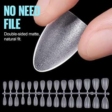 TOMICCA Almond Nail Tips, 360PCS 15 Sizes Full Matte Press On Nail Pre-shape Nail Tips for Full Cove...