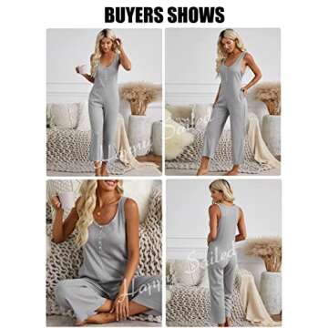 Happy Sailed Summer Jumpsuits for Women Casual Loose Sleeveless Long Jumpsuits Plus Size Wide Leg Long Pant Romper with Pockets Gray L