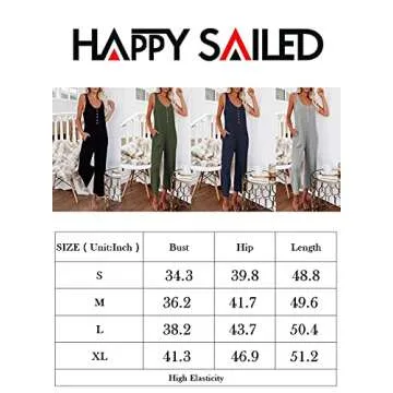Happy Sailed Summer Jumpsuits for Women Casual Loose Sleeveless Long Jumpsuits Plus Size Wide Leg Long Pant Romper with Pockets Gray L