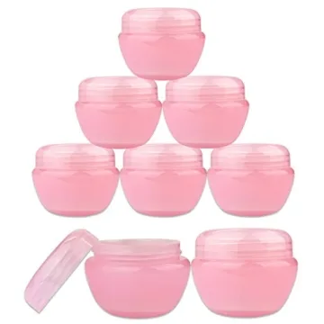 Beauticom 6 Pink Frosted Container Jars for Travel and Gifting