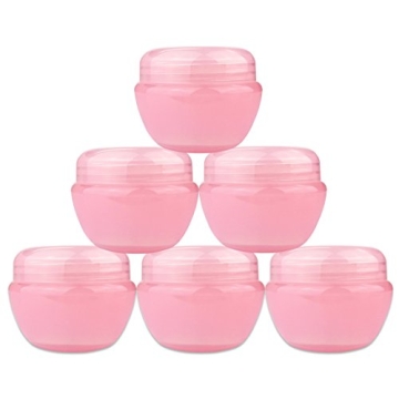 Beauticom 6 Pink Frosted Container Jars for Travel and Gifting