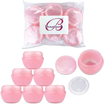 Beauticom 6 Pink Frosted Container Jars for Travel and Gifting