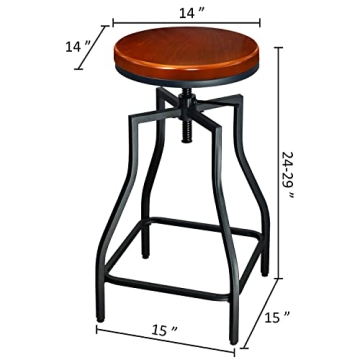 eHemco Adjustable Metal Barstools - Rustic Style, Set of 3