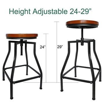 eHemco Adjustable Metal Barstools - Rustic Style, Set of 3