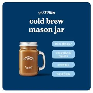 Chamberlain Coffee Cold Brew Mason Jar - Stylish & Eco-Friendly