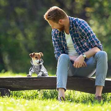 Otunrues Dog Hoodie Security Dog Clothes 4 Legs Dog Jumpsuit Sweatshirt Hoodies Soft & Warm Dog Outfit Pullover Dog Winter Clothes, Dog Sweater for Small Medium Large Dogs Cats (Grey, Large)