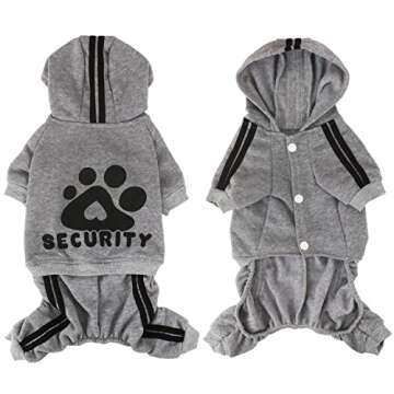 Otunrues Dog Hoodie Security Dog Clothes 4 Legs Dog Jumpsuit Sweatshirt Hoodies Soft & Warm Dog Outfit Pullover Dog Winter Clothes, Dog Sweater for Small Medium Large Dogs Cats (Grey, Large)