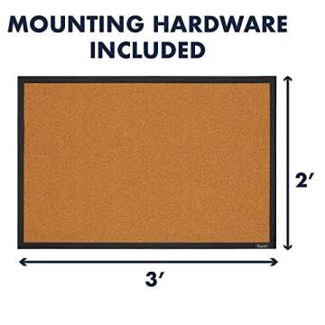 Quartet Cork Bulletin Board, Framed Corkboard, 2' x 3', Black Frame, Message Board, Vision Board (MWDB2436-BK)