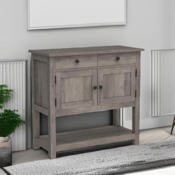 HOSTACK Farmhouse Console Table with Storage Shelf