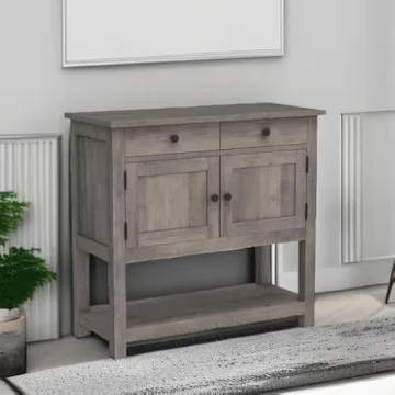 HOSTACK Farmhouse Console Table with Storage Shelf