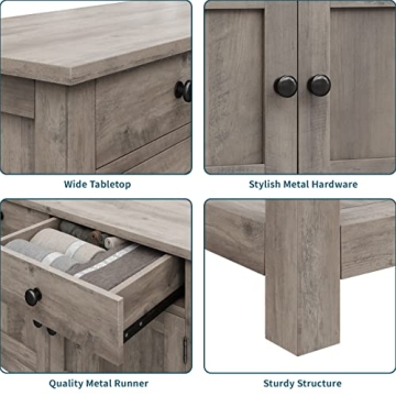 HOSTACK Farmhouse Console Table with Storage Shelf