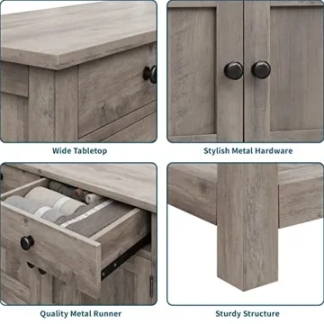 HOSTACK Farmhouse Console Table with Storage Shelf