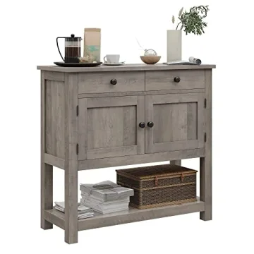 HOSTACK Farmhouse Console Table with Storage Shelf