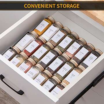 25 Pcs Spice Jars with Label- Glass Spice Jars with Gold Metal Caps,Shaker Lids, Funnel, Chalk Pen, Brush,Cleaning Cloth,Skiileor 4oz Seasoning Containers Bottles for Spice Rack, Cabinet, Drawer