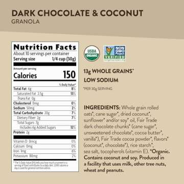 Love Crunch Organic Dark Chocolate & Coconut Granola, 11.5 oz (Pack of 1), Non-GMO, Fair Trade, by Nature's Path