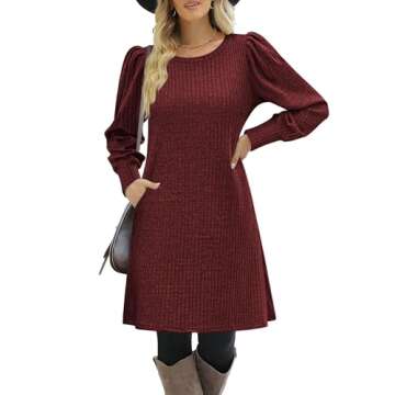 Zeagoo Women Long Sleeve Knitted Sweater Dress for Fall Winter Outfits