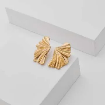 LILIE&WHITE Worn Gold Leaf Earrings Angel Wings Stud Earrings For Women Gold Stud Earrings Boho Earrings Bohemian Jewelry