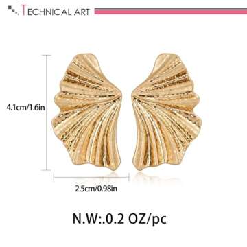 LILIE&WHITE Worn Gold Leaf Earrings Angel Wings Stud Earrings For Women Gold Stud Earrings Boho Earrings Bohemian Jewelry