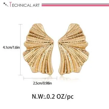 LILIE&WHITE Worn Gold Leaf Earrings Angel Wings Stud Earrings For Women Gold Stud Earrings Boho Earrings Bohemian Jewelry