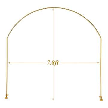 LANGXUN 7.8Ft Metal Gold Balloon Arch Kit, Semi-Circular Balloon Arch Stand with Water Bases for Wed...