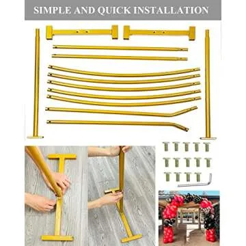 LANGXUN 7.8Ft Metal Gold Balloon Arch Kit, Semi-Circular Balloon Arch Stand with Water Bases for Wedding Bridal Baby Shower Birthday Party Supplies Decorations