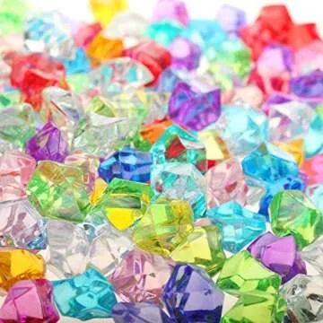 PMLAND Clear Acrylic Ice Rocks Assorted Colors 180 Pcs of 0.75 Quarts Crystals Gems Fake Crushed Cubes Diamonds for Vase Filler Table Scatter Wedding Centerpieces Party Holidays Decoration Crafts