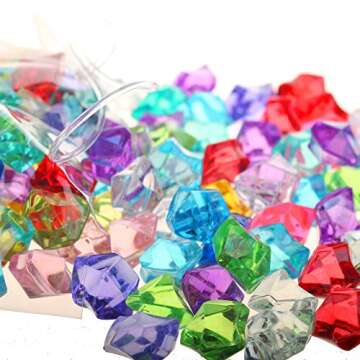 PMLAND Clear Acrylic Ice Rocks Assorted Colors 180 Pcs of 0.75 Quarts Crystals Gems Fake Crushed Cubes Diamonds for Vase Filler Table Scatter Wedding Centerpieces Party Holidays Decoration Crafts