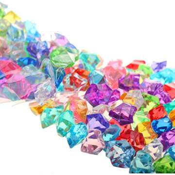 PMLAND Clear Acrylic Ice Rocks Assorted Colors 180 Pcs of 0.75 Quarts Crystals Gems Fake Crushed Cubes Diamonds for Vase Filler Table Scatter Wedding Centerpieces Party Holidays Decoration Crafts