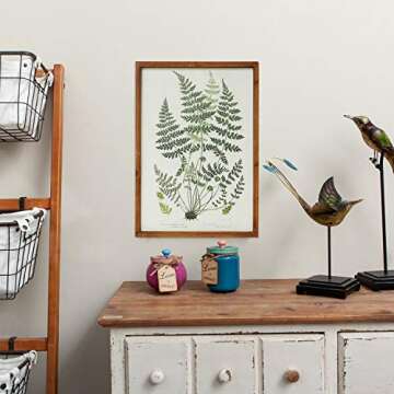 NIKKY HOME Botanical Plant Prints Framed - 20" x 14" Fern Pictures Art Wall Decor - Vintage Look with Real Wood Frames