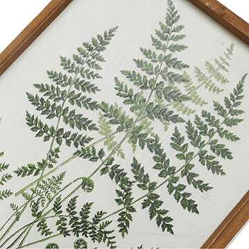 NIKKY HOME Botanical Plant Prints Framed - 20" x 14" Fern Pictures Art Wall Decor - Vintage Look with Real Wood Frames