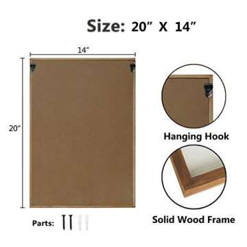 NIKKY HOME Botanical Plant Prints Framed - 20" x 14" Fern Pictures Art Wall Decor - Vintage Look with Real Wood Frames