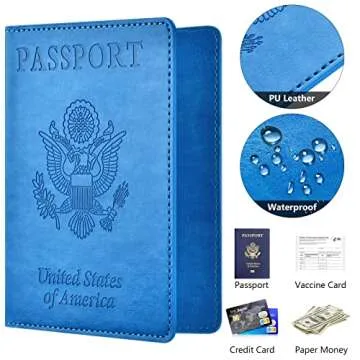Eoehro Passport and Vaccine Card Holder Combo - Sky Blue