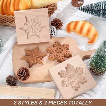 Meanplan Carved Wooden Cookie Mold, Baking Embossing Cookies Stamp Mold Cutter Funny 3D Heart Wood R...