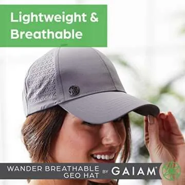 Gaiam Wander Breathable Geo Black Hat - Cute Women's Baseball Hat for Summer, Lightweight, Adjustable Strap, Moisture-Absorbing Sweatband for Running & Hiking, 6-Panel Ball Cap for Women, Black