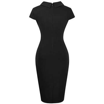 HOMEYEE Women's Retro Pleated Bodycon Work Office Pencil Dresses B574