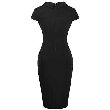 HOMEYEE Women's Retro Pleated Bodycon Work Office Pencil Dresses B574