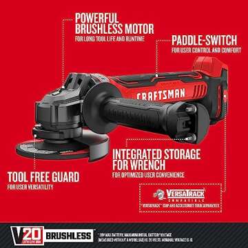Craftsman V20 Angle Grinder 4-1/2 in - Power Meets Comfort