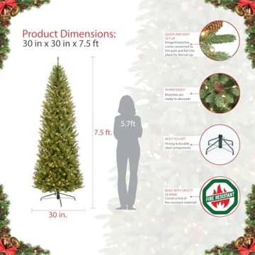 Puleo 7.5 Foot Pre-Lit Fraser Fir Artificial Christmas Tree