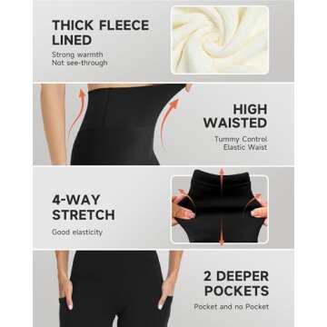 GAYHAY Fleece Lined Leggings for Women – Thick Winter Warm Thermal High Waisted Tummy Control Workout Yoga Pants