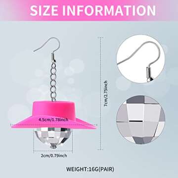 Disco Earrings Disco Ball Earrings Pink Cowgirl Earrings Disco Cowgirl Earrings Cowgirl Bachelorette...