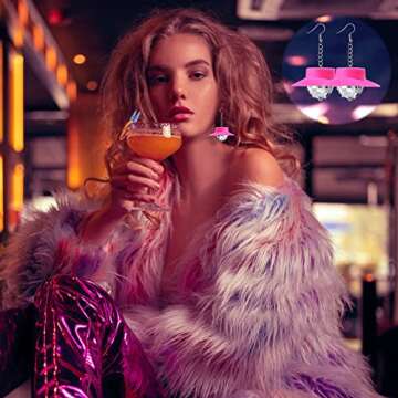 Disco Earrings Disco Ball Earrings Pink Cowgirl Earrings Disco Cowgirl Earrings Cowgirl Bachelorette Party Decorations Disco Ball Earrings for Women