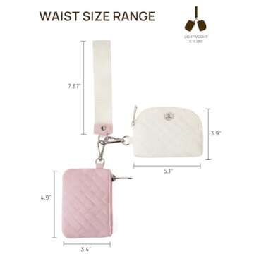 Telena Mini Zip Around Wristlet Wallets for Women Coin Purse Keychain Dual Pouch Wallet Beige Pink
