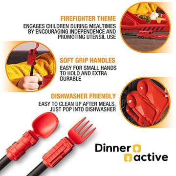 Dinneractive Kids Firefighter Utensil Set – Fork & Spoon