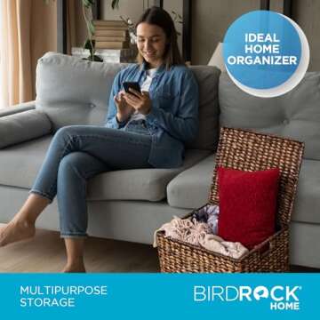 BIRDROCK HOME Rolling File Cabinet with Lid | Small Wooden Under Desk Organizer | Seagrass Basket with Wheels | Portable Home Office Filing System - Mini Decorative Box, Single Drawer, Brown Wash