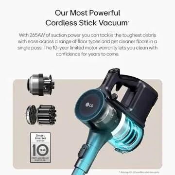 LG CordZero A949 - Cordless Stick Vacuum Cleaner with Auto-Empty Base, 200 Minute Runtime w/Extra Rechargeable Battery, Power Mop, Dual Floor Max, Lightweight, Cleaning for Carpet, Hardwood, Pet Hair